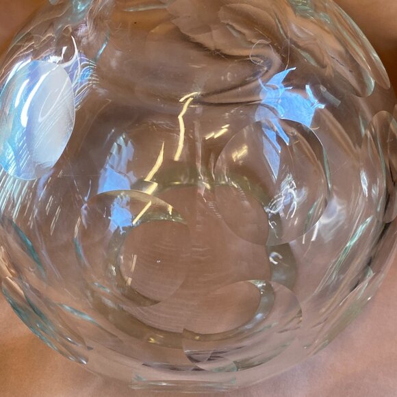 Vintage Heavy Orb Lens Cut Round Crystal Ball Rose Bowl 5.5"H Globe Vase - Picture 6 of 12